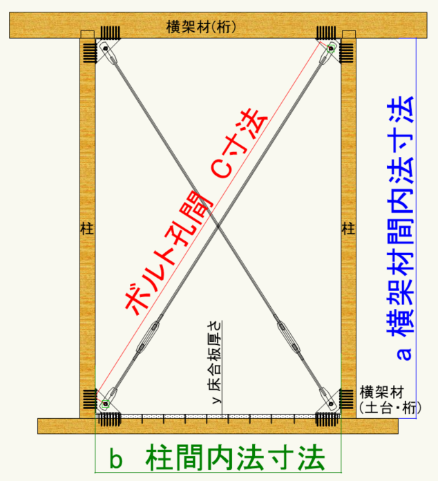 ウッドブレースの寸法参照図
